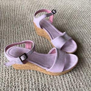 Purple wedge sandals